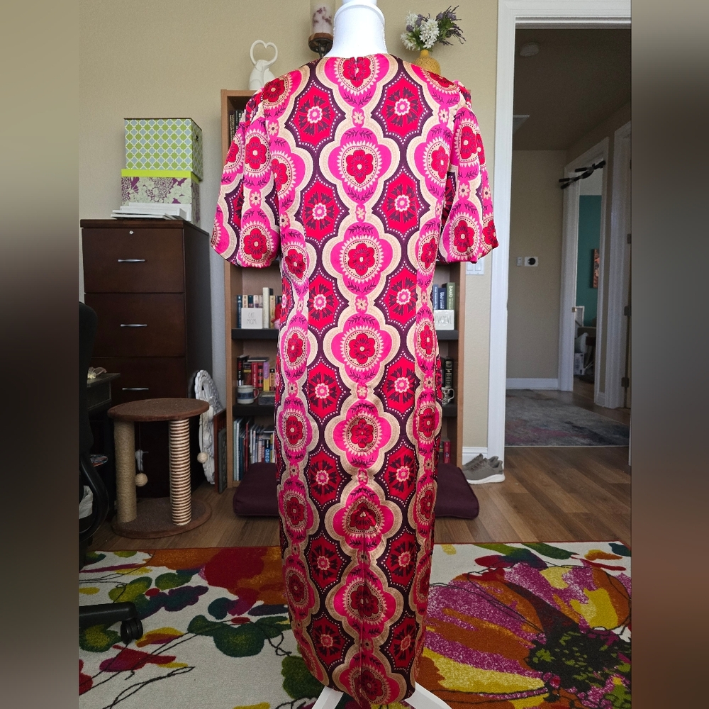 Ann Taylor Patterned Red and Pink Midi Dress - Picture 5 of 11
